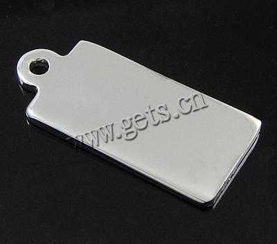 スターリングシルバー タグ, 92.5％純度シルバー, 長方形, メッキ, 無色, 13.7x6.2x0.7mm, 穴:約 1.2mm, 売り手 パソコン