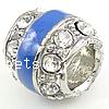 Enamel Zinc Alloy European Beads, Drum, plated, without troll & with rhinestone Approx 6mm 