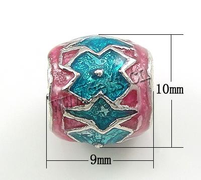 Enamel Zinc Alloy European Beads, Drum, plated, without troll & large hole, more colors for choice, 10x9mm, Hole:Approx 5mm, Sold By PC