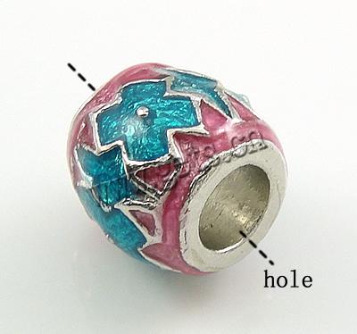 Enamel Zinc Alloy European Beads, Drum, plated, without troll & large hole, more colors for choice, 10x9mm, Hole:Approx 5mm, Sold By PC