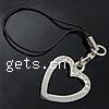 Fashion Mobile Phone Lanyard, Zinc Alloy, with Nylon Cord, Heart, platinum color plated, with rhinestone .8 Inch 