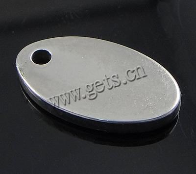 Кулон тег из нержавеющей стали, Нержавеющая сталь 304, Плоская овальная форма, машинная полировка, оригинальный цвет, 7.5x12.7x1.5mm, отверстие:Приблизительно 1.5mm, 3000ПК/сумка, продается сумка