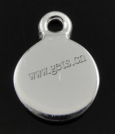 Etiqueta de plata de rey, plata de ley 925, Redondo aplanado, chapado, más colores para la opción, 11x9x1.2mm, agujero:aproximado 1.5mm, Vendido por UD