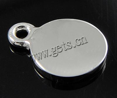 Sterling Silver Tag, 925 Sterling Silver, Flat Round, plated, more colors for choice, 11x9x1.2mm, Hole:Approx 1.5mm, Sold By PC