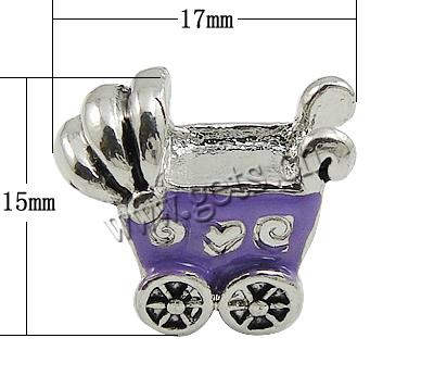 Enamel Zinc Alloy European Beads, Baby Pram, plated, without troll & large hole, more colors for choice, 15x17x10mm, Hole:Approx 6mm, Sold By PC