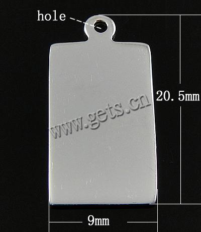 スターリングシルバー タグ, 92.5％純度シルバー, 長方形, メッキ, 無色, 9x20.5x1mm, 穴:約 1.5mm, 売り手 パソコン