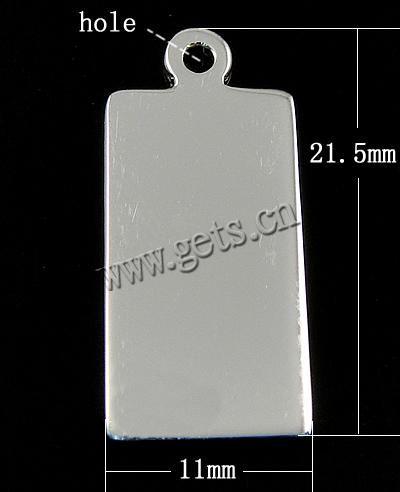 Etiqueta de plata de rey, plata de ley 925, Rectángular, chapado, más colores para la opción, 11x21.5x1mm, agujero:aproximado 1.5mm, Vendido por UD