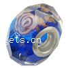 Fashion Lampwork European Bead, Rondelle, antique silver color plated, cupronickel double core without troll & faceted, blue Approx 5mm 