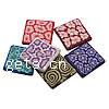 Polymer Clay Jewelry Beads, Square, with flower pattern, mixed colors Approx 1mm 