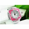 Watch Finger Ring, Zinc Alloy, with Glass, Flower, platinum color plated, enamel & colorful powder US Ring 