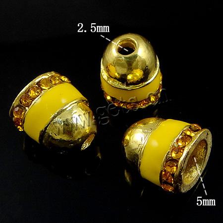 Enamel Zinc Alloy European Beads, plated, with Mideast rhinestone & without troll & large hole, more colors for choice, nickel, lead & cadmium free, 10x9mm, 5mm, Hole:Approx 2.5mm, Sold By PC