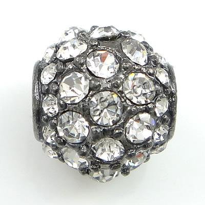 Rhinestone European Beads, with Zinc Alloy, Drum, plated, more colors for choice, 13x13x11mm, Hole:Approx 4.5mm, Sold By PC