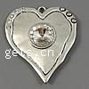 Zinc Alloy Heart Pendants, plated, with rhinestone Approx 4mm 
