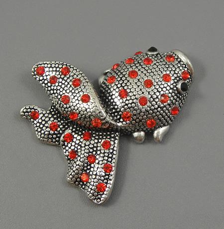 Rhinestone Zinc Alloy Ornaments, Animal, plated, with rhinestone, more colors for choice, 41x34x7mm, Sold By PC