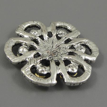 Rhinestone Zinc Alloy Ornaments, Flower, plated, with rhinestone, more colors for choice, 33x31x4mm, Sold By PC