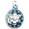 Zinc Alloy Enamel Pendants, Coin, plated, with rhinestone Approx 2mm 