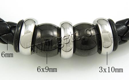 PU -Schnur-Halskette, PU Leder, mit Edelstahl, plattiert, unterschiedliche Länge der Wahl, schwarz, 3x10mm,6x9mm, 6mm, verkauft von Strang