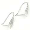 Sterling Silver Hook Earwire, 925 Sterling Silver, plated, with cubic zirconia 19mm 