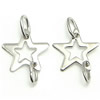 Sterling Silver Charm Connector, 925 Sterling Silver, Star, plated, 1/1 loop 