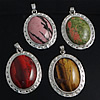 Mixed Gemstone Pendants, with Brass, platinum color plated Approx 