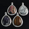 Mixed Gemstone Pendants, with Brass, platinum color plated, with magnetic Approx 6mm 