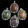 Mixed Gemstone Pendants, with Brass, platinum color plated Approx 4mm 