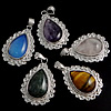 Mixed Gemstone Pendants, with Brass, platinum color plated Approx 6~7mm 