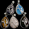 Gemstone Jewelry Pendant, with Brass, Teardrop, platinum color plated Approx 5mm 
