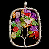 Gemstone Brass Pendants, with Brass, Rectangle, platinum color plated, crackle Approx 6mm 