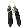 Fashion Feather Earring , with Zinc Alloy, iron earring hook, mixed colors 