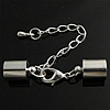 Brass Lobster Claw Cord Clasp, with Iron, plated, with extender chain & with end cap cadmium free Approx 8.5mm 