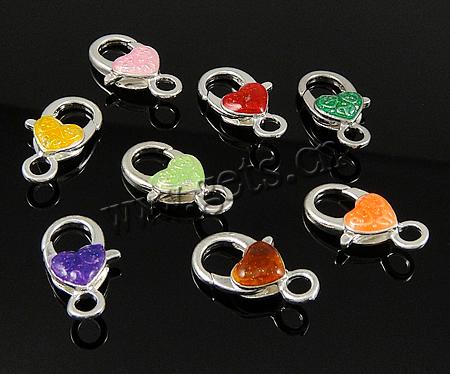 Zinc Alloy Lobster Clasp, Heart, plated, Customized & enamel, more colors for choice, nickel, lead & cadmium free, 26x12x7.5mmm, Hole:Approx 4mm, Sold By PC