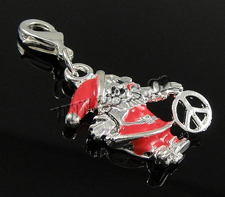 Lobster Clasp Christmas Charm, Zinc Alloy, brass lobster clasp, Santa Claus, plated, more colors for choice, 23x20x3.5mm, 12x6x3mm, Sold By PC