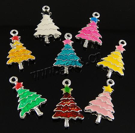 Zinc Alloy Christmas Pendants, with enamel, Christmas Tree, plated, enamel, more colors for choice, 20.5x12.5x3mm, Hole:Approx 1.5mm, Sold By PC