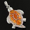 Zinc Alloy Animal Pendants, Turtle, plated, enamel & with rhinestone Approx 