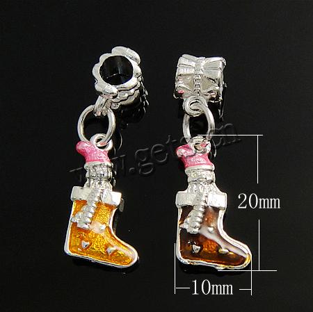 European Christmas Pendant, Zinc Alloy, Christmas Sock, plated, enamel, more colors for choice, 20x10x4mm, Hole:Approx 5mm, Sold By PC