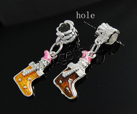 European Christmas Pendant, Zinc Alloy, Christmas Sock, plated, enamel, more colors for choice, 20x10x4mm, Hole:Approx 5mm, Sold By PC