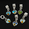 Zinc Alloy European Pendants, Heart, plated, decal, mixed colors, nickel, lead & cadmium free Approx 4.5mm 