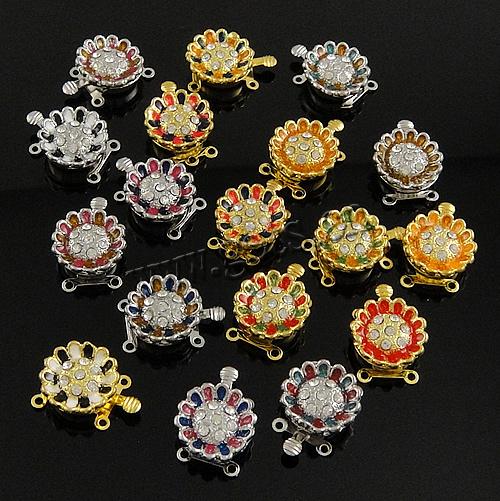 Zinc Alloy Box Clasp, with enamel, plated, 2/3 loops & enamel & mixed, more colors for choice, 15x15x6mm, Hole:Approx 1.5mm, Sold By PC