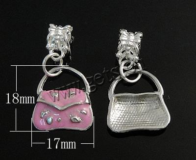 Zinc Alloy European Pendants, Handbag, plated, enamel, more colors for choice, 18x17x4mm, Hole:Approx 5mm, Sold By PC
