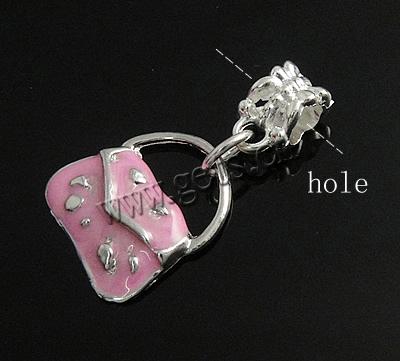 Zinc Alloy European Pendants, Handbag, plated, enamel, more colors for choice, 18x17x4mm, Hole:Approx 5mm, Sold By PC