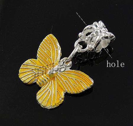 Zinc Alloy European Pendants, Butterfly, plated, enamel, more colors for choice, 15x19x2mm, Hole:Approx 5mm, Sold By PC