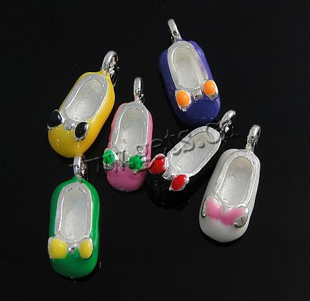 Zinc Alloy Shoes Pendants, with enamel, plated, enamel, mixed colors, 20x7x6mm, Hole:Approx 2.2mm, Sold By PC