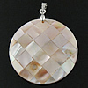 Brass Shell Pendants, with Shell, Flat Round, mosaic & single-sided Approx 