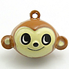 Brass Jingle Bell for Christmas Decoration, Monkey, enamel, brown, cadmium free Approx 2mm 