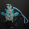 Cluster cristal longe de téléphone portable, avec corde en nylon & perles de rocaille en verre & alliage de zinc, oiseau, Placage de couleur platine, Kumihimo & fait à la main & facettes Environ 4.8 pouce, Vendu par brin