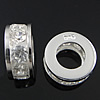 Rhinestone Sterling Silver European Beads, 925 Sterling Silver, Donut, plated, without troll & with rhinestone Approx 4.7mm 