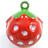 Brass Jingle Bell for Christmas Decoration, Strawberry, enamel, red Approx 2mm 