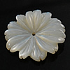 天然白いシェル・ビーズ, 白い貝, 花形, 彫刻 穴:約 0.2mm, 売り手 パソコン