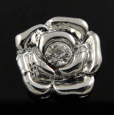 Rhinestone Zinc Alloy Beads, Flower, plated, more colors for choice, 8.5x8.5x4mm, Hole:Approx 1mm, Sold By PC